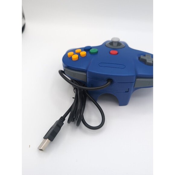 New Blue USB N64 Controller Wired Gamepad Joystick For Windows PC Laptop - Picture 2 of 2